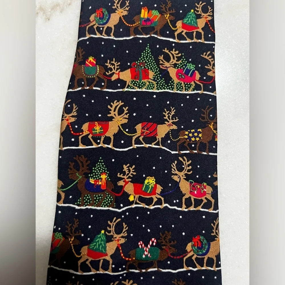 2 Vintage Silk Christmas Neckties Alynn Neckwear J.Z.Richards Santa Claus
